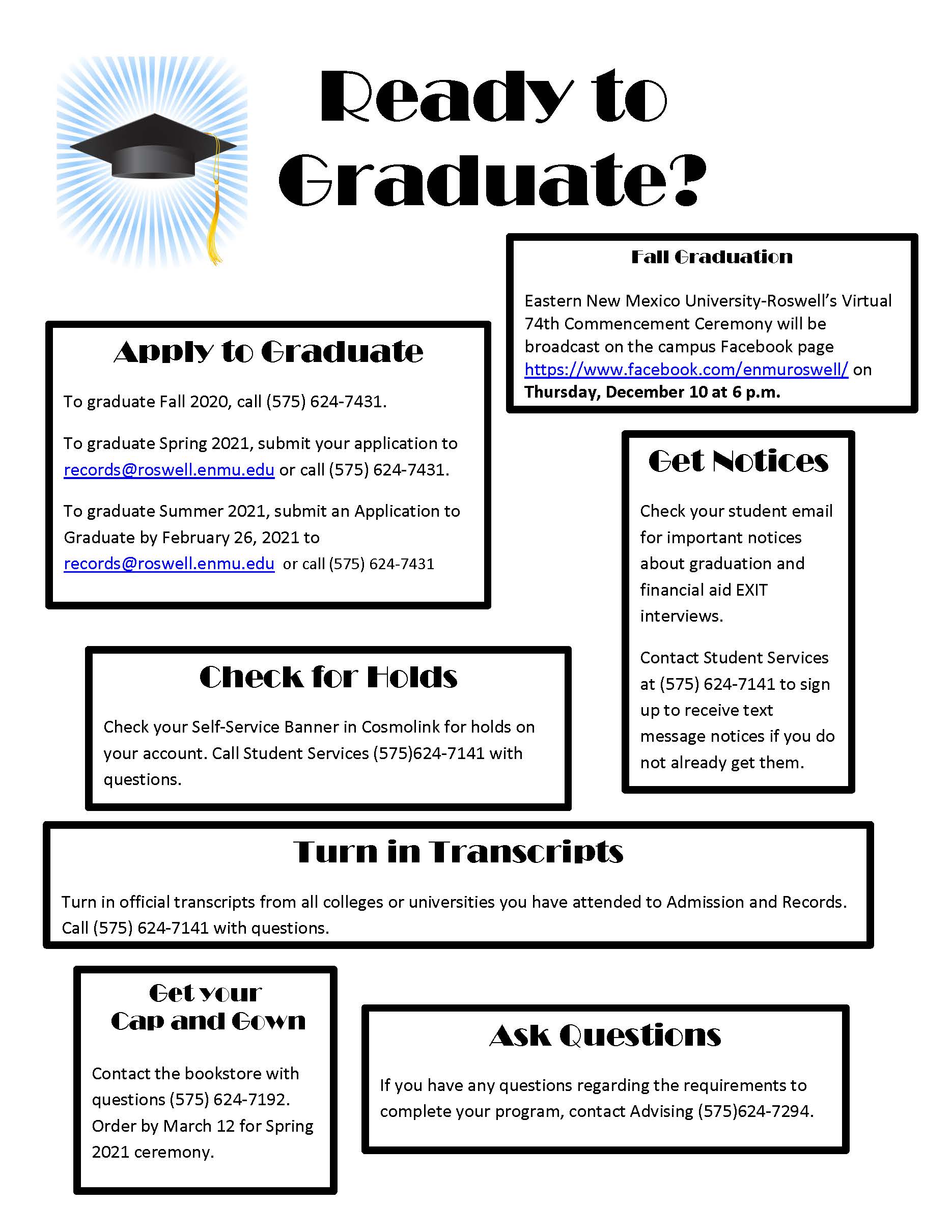 Graduation Information | Eastern New Mexico University - Roswell