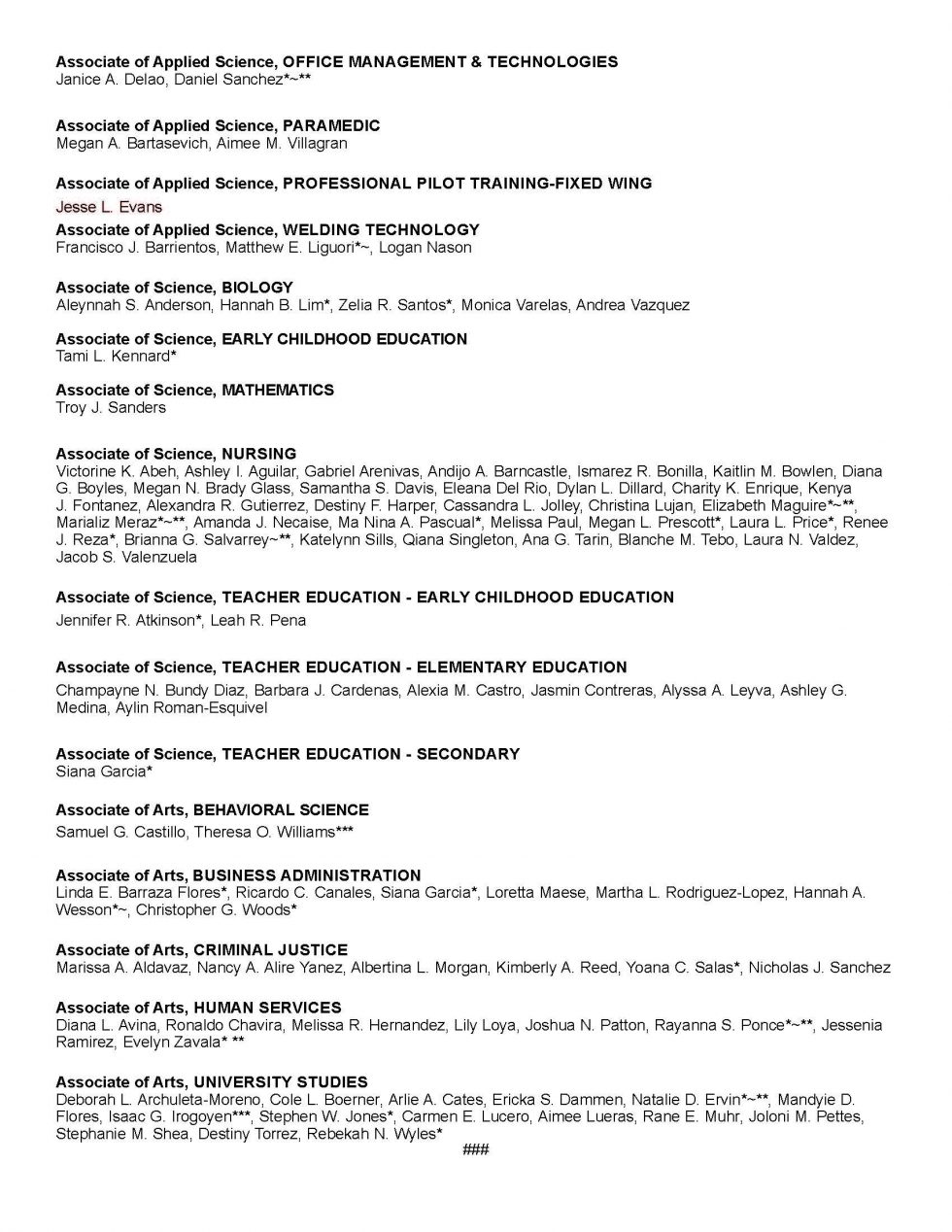 ENMURoswell Announces Spring 2021 Graduation Candidates Eastern New