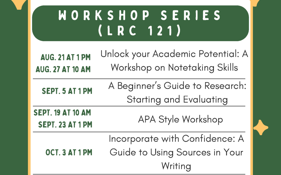 Writing Lab Workshops – Fall 2024 Schedule