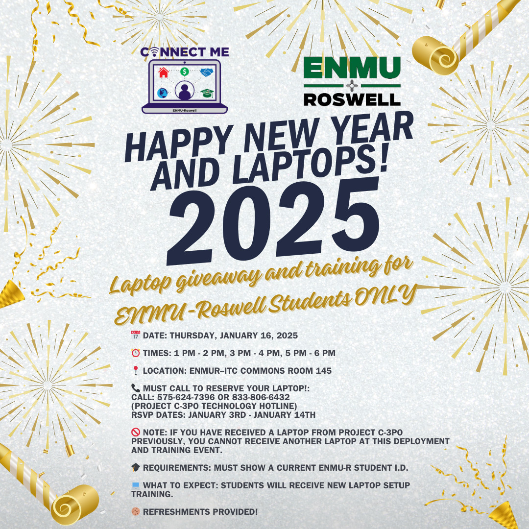 Project C-3PO laptop giveaway event flyer graphic that is scheduled for January 16th, 2025.